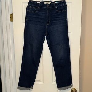 Dark Blue Straight Leg Jeans